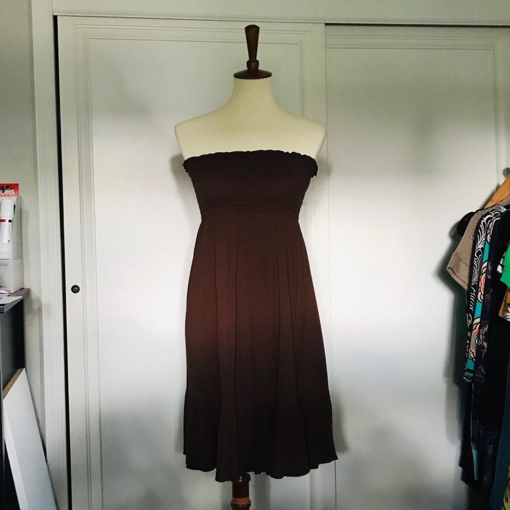 Chocolate brown ruffled beach dress